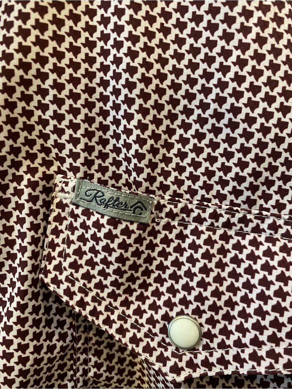 Rafter C Mens 2XL Short Sleeve Western Snap Shirt Texas Print Pearl Snaps